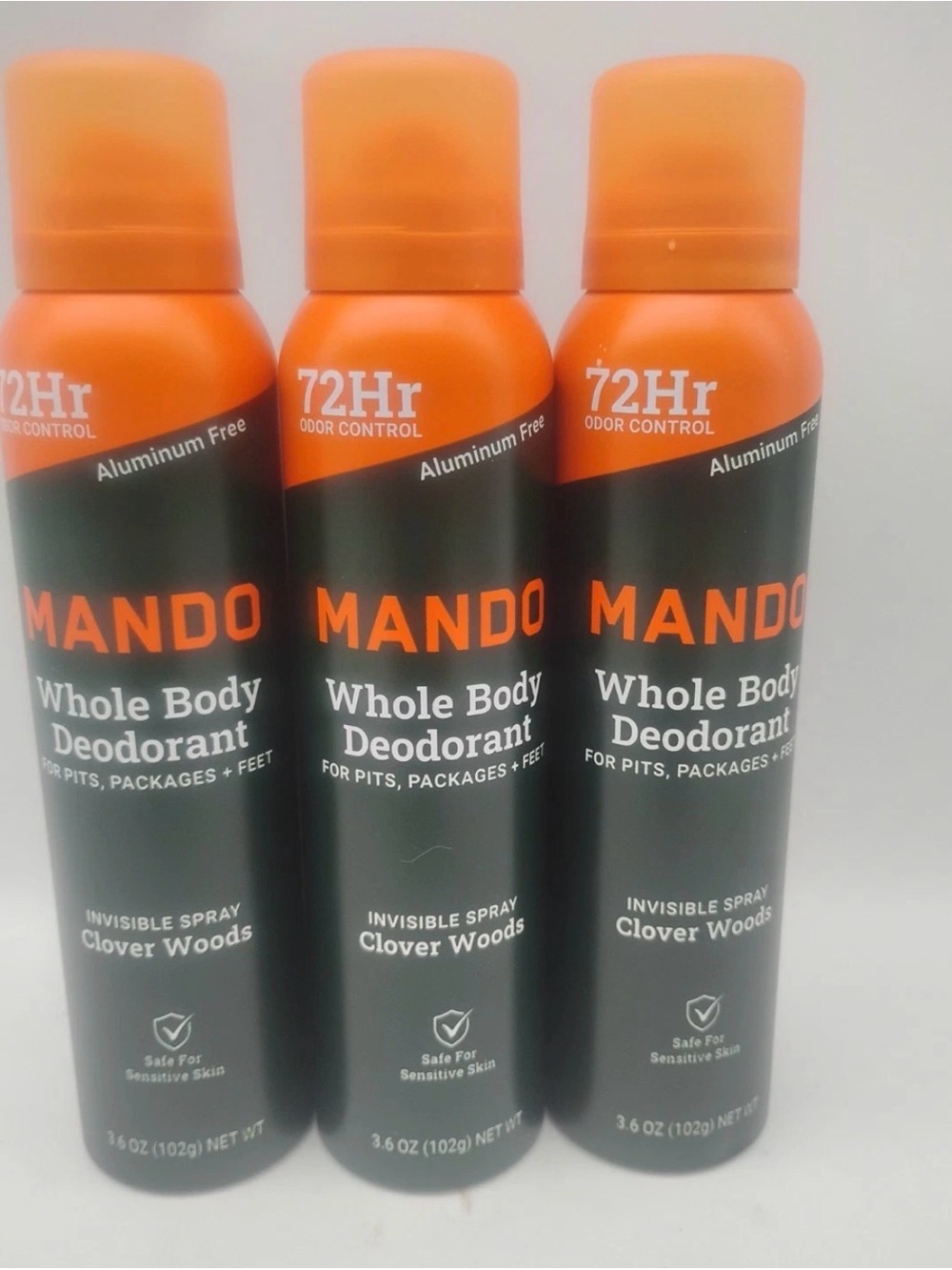Mando Whole Body Deodorant Spray 3 Pack Clover Woods
